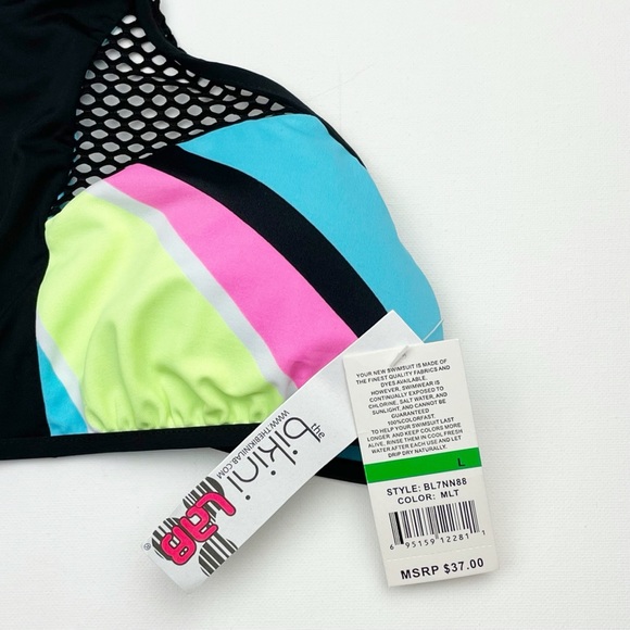 The Bikini Lab Dancing in The Beat Cropped High-Neck Bikini Top with Mesh Inset - Picture 5 of 6